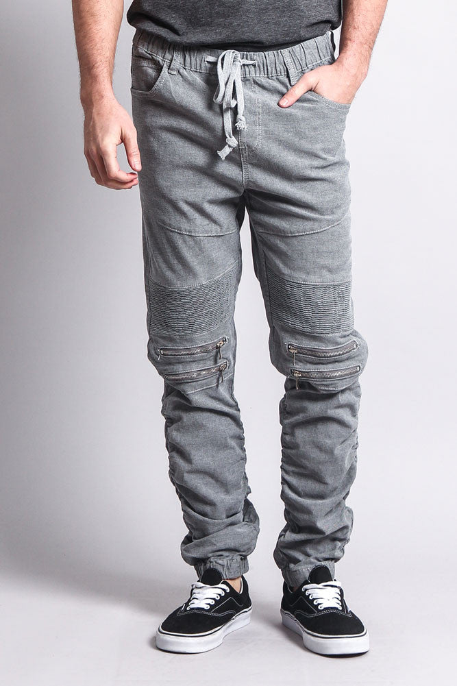 Scrunch Stacked Biker Twill Jogger Pants