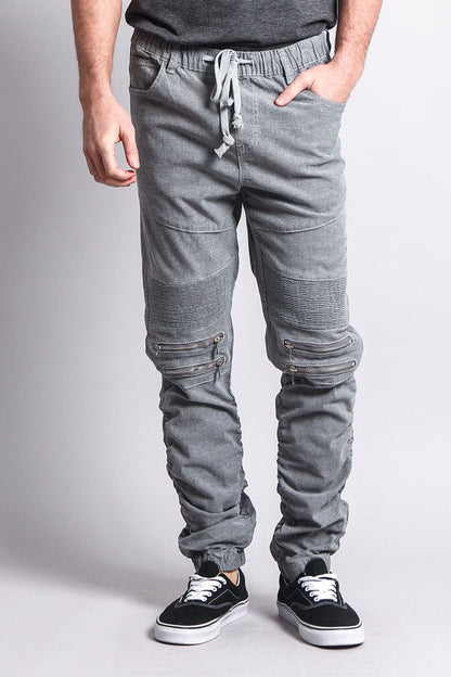 Scrunch Stacked Biker Twill Jogger Pants