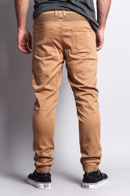 Zipper Knee Biker Twill Jogger Pants
