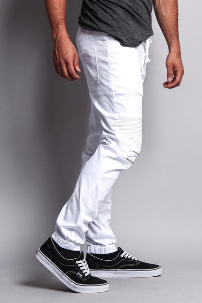 Zipper Knee Biker Twill Jogger Pants