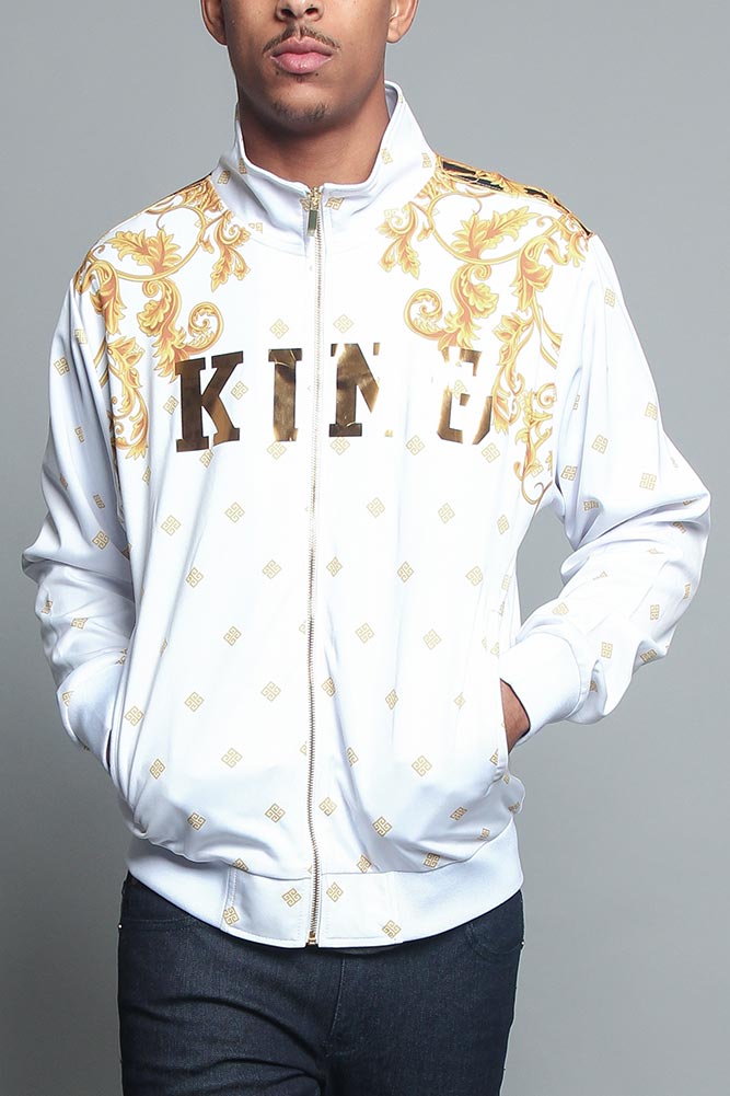 Jeweled Tiger King Zip Up Track Jacket