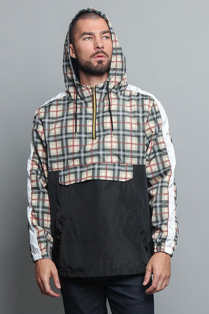Plaid Anorak Windbreaker Jacket