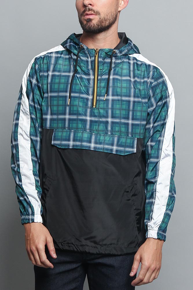 Plaid Anorak Windbreaker Jacket