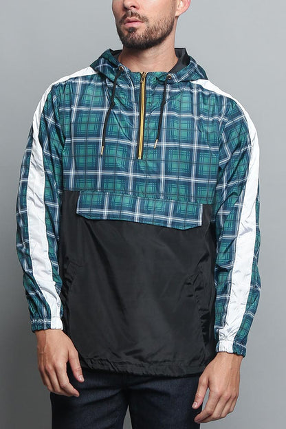 Plaid Anorak Windbreaker Jacket