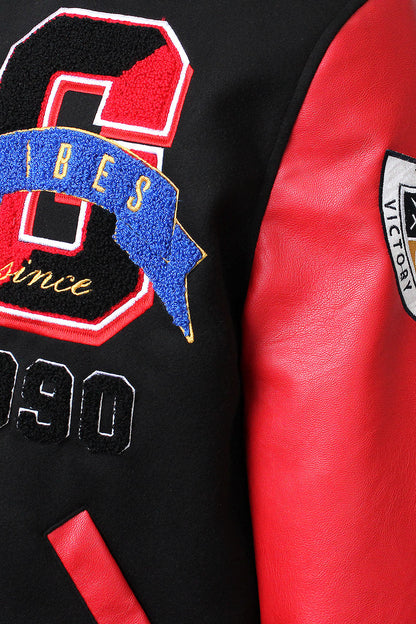 Patched Good Vibes Varsity Jacket