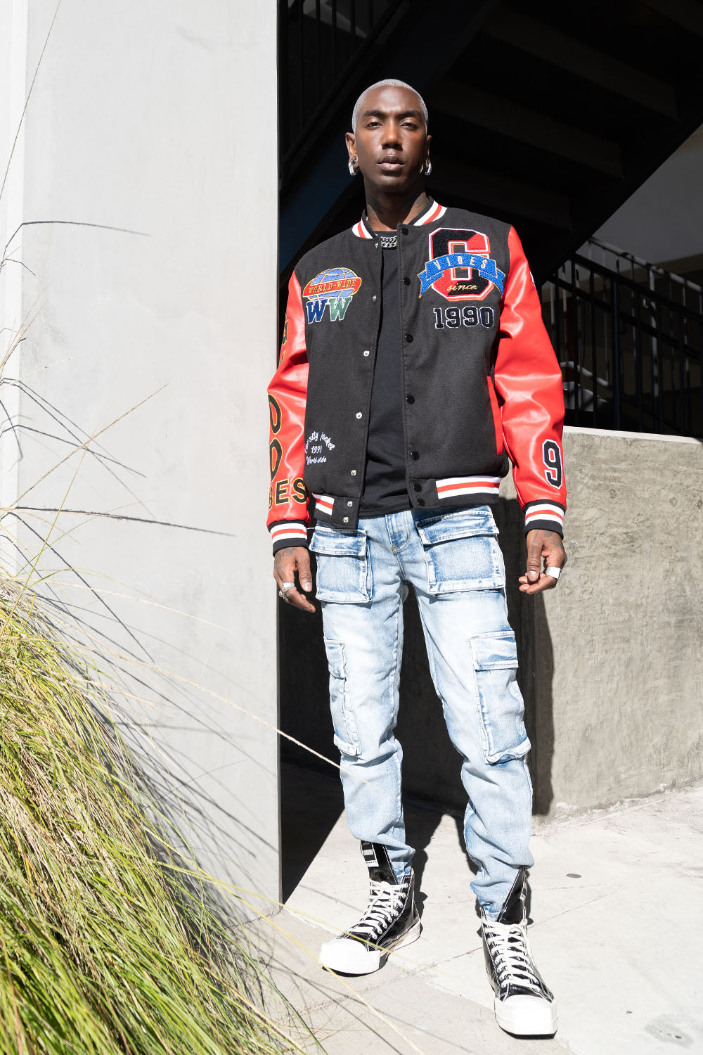 Patched Good Vibes Varsity Jacket