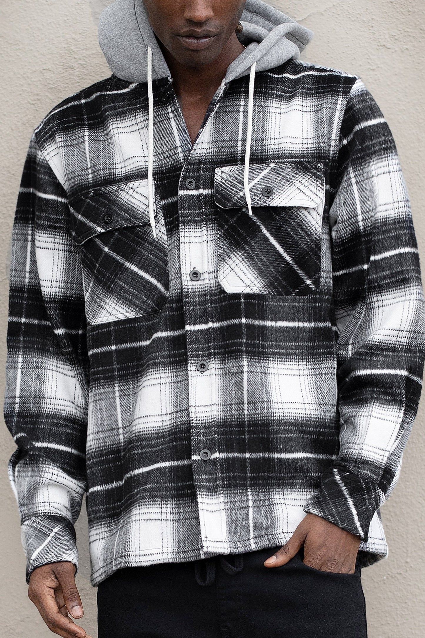 Men's Essential Hooded Flannel Overshirt