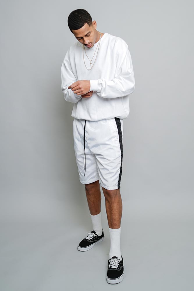 Side Striped Windbreaker Shorts