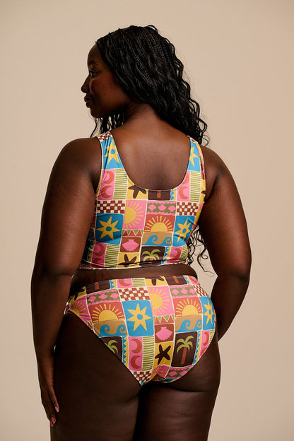Kara - Tankini Top in Coastal Tile