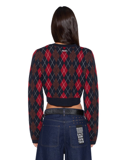 FABLE CARDI RED ARGYLE