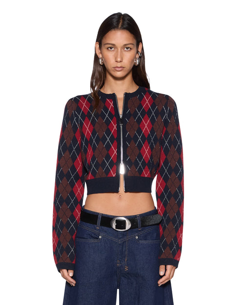 FABLE CARDI RED ARGYLE