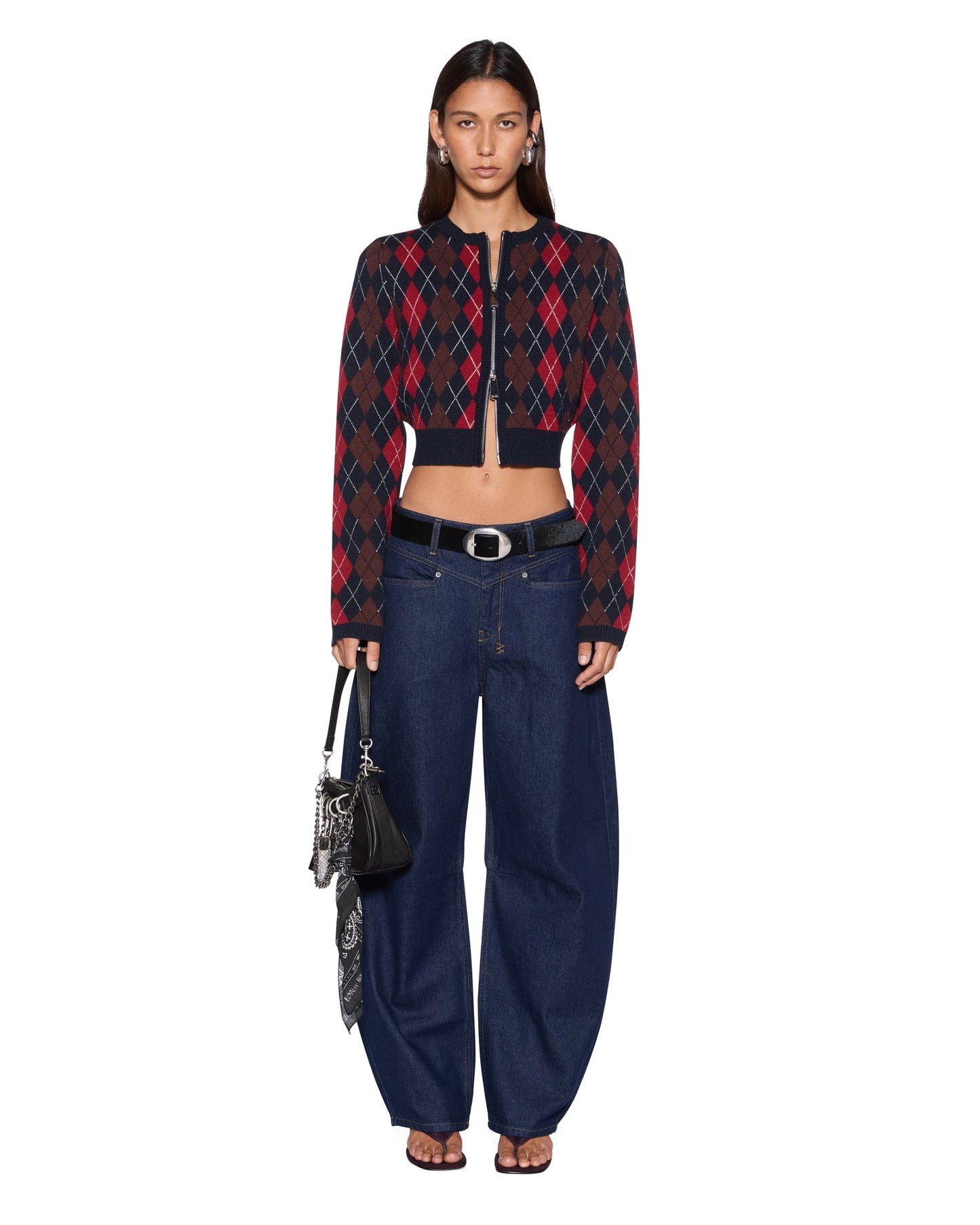 FABLE CARDI RED ARGYLE