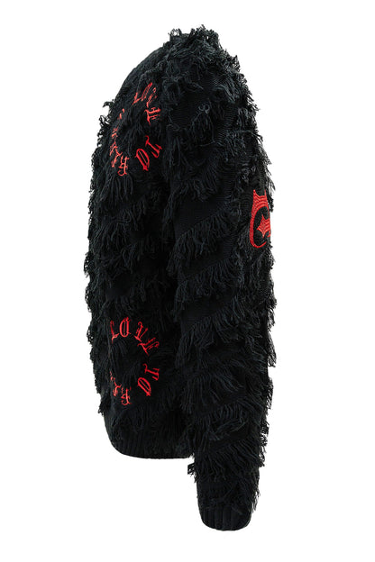 Thread Fringe Embroidered Sweater