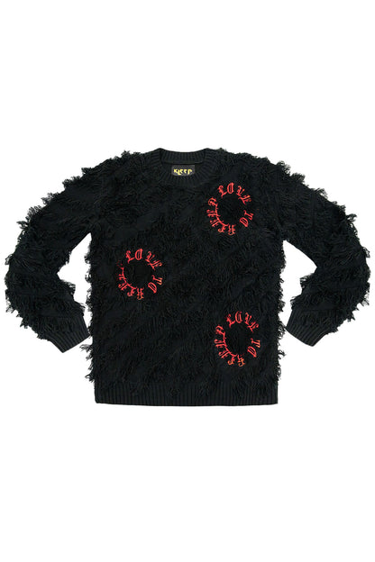 Thread Fringe Embroidered Sweater