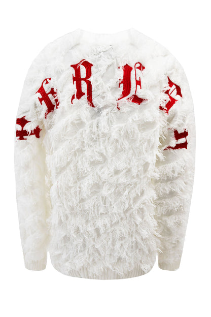Thread Fringe Embroidered Sweater