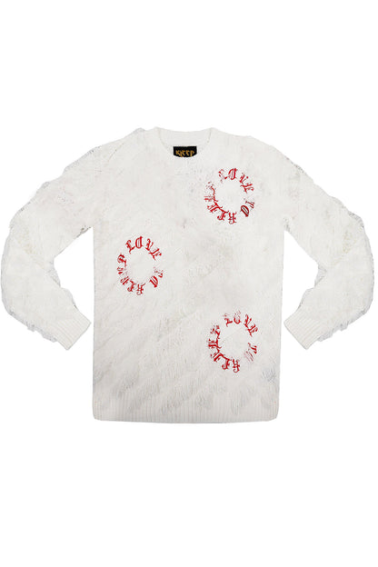 Thread Fringe Embroidered Sweater