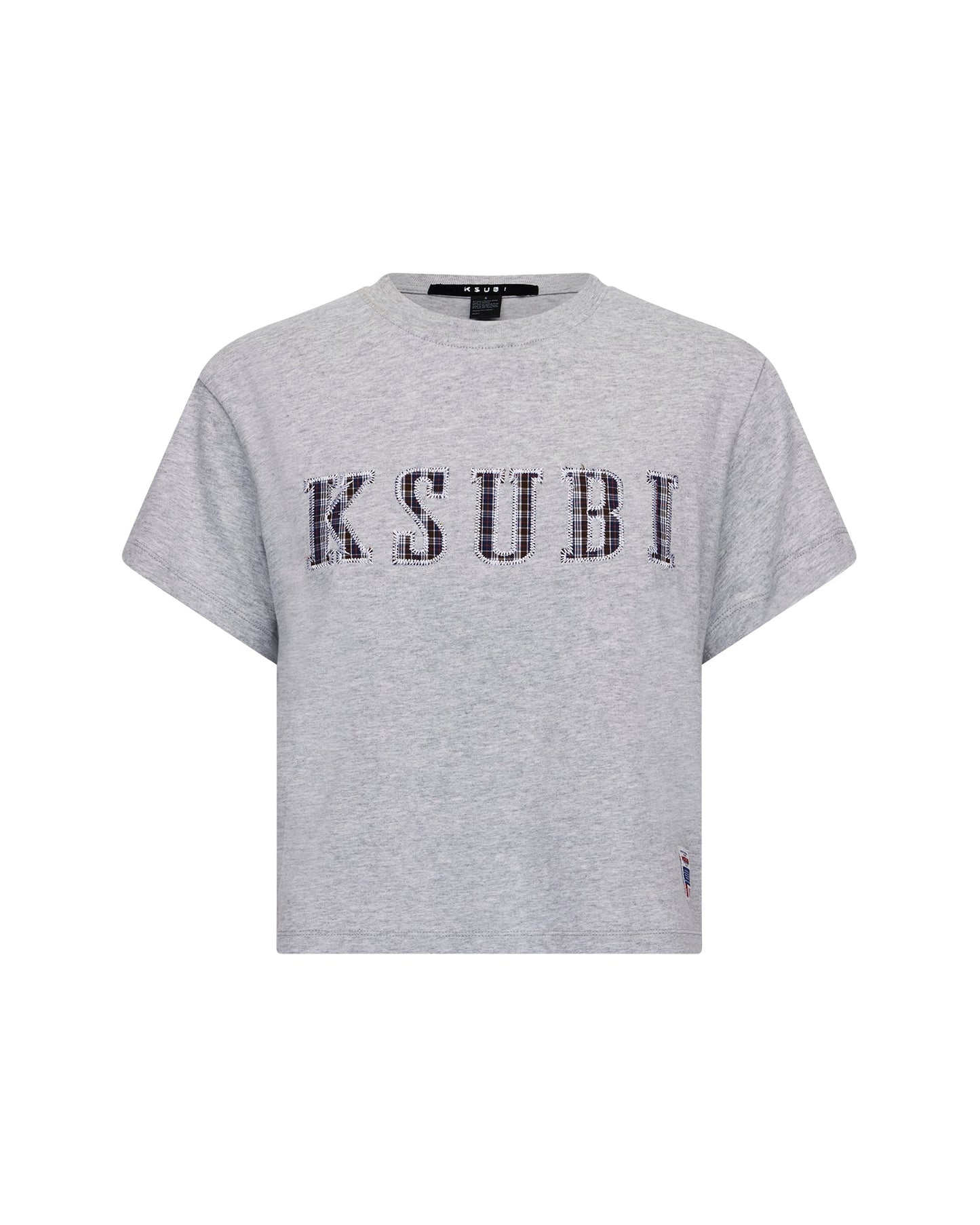 KSUBI PLAID SHRUNKEN SS TEE GREY MARLE
