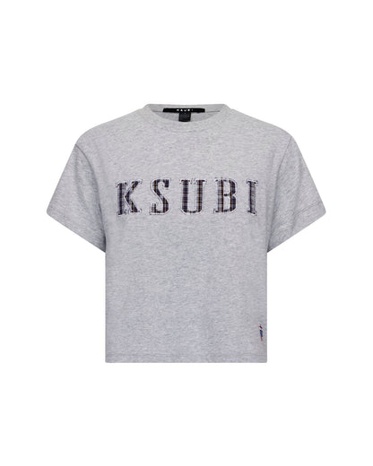KSUBI PLAID SHRUNKEN SS TEE GREY MARLE