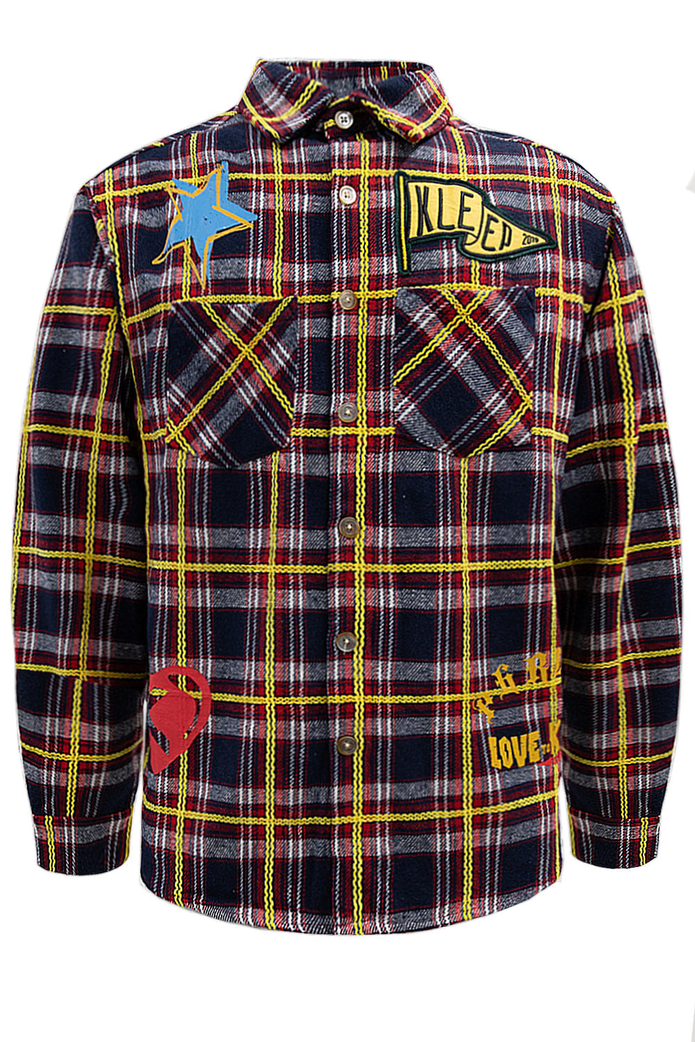 Men's Premium Embroidered Patch Work Heavy Flannel Shirt