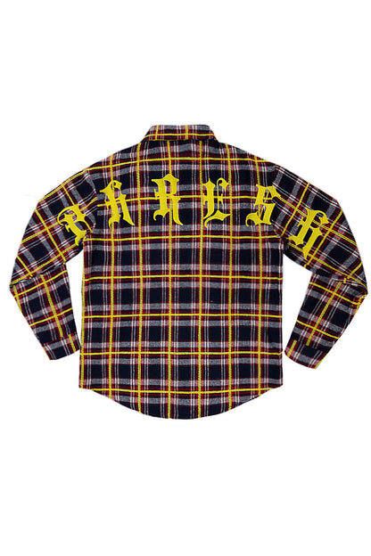 Men's Premium Embroidered Patch Work Heavy Flannel Shirt