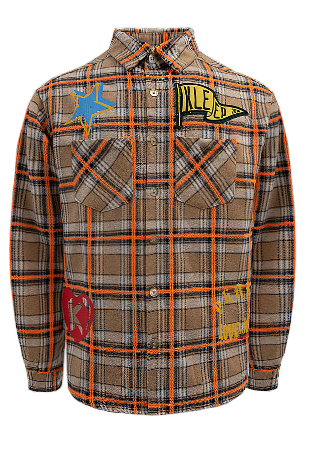 Men's Premium Embroidered Patch Work Heavy Flannel Shirt