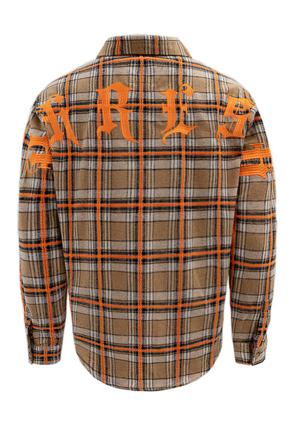Men's Premium Embroidered Patch Work Heavy Flannel Shirt
