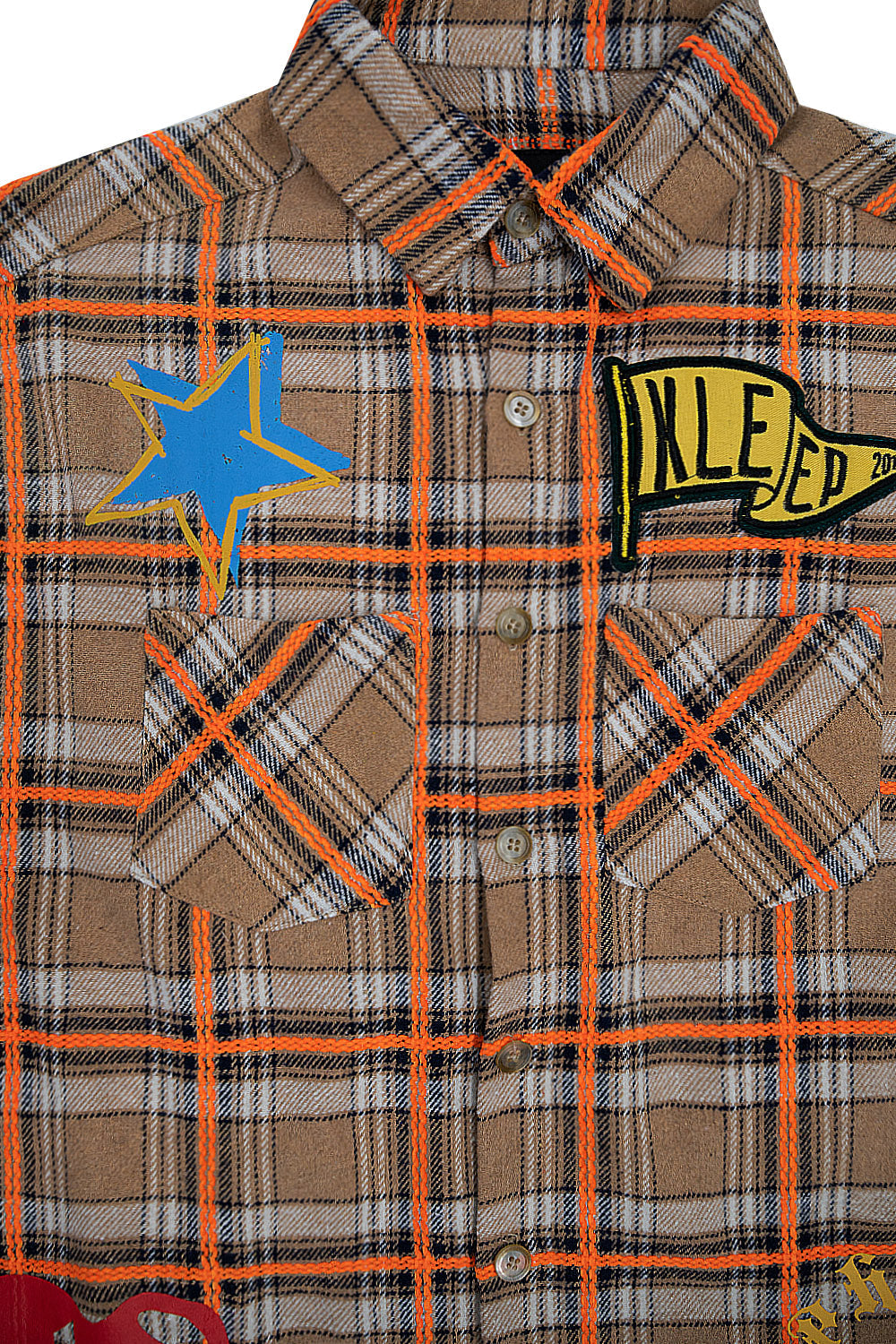 Men's Premium Embroidered Patch Work Heavy Flannel Shirt