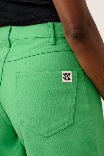 Lexi - High Waist Cotton Shorts in Kelly Green