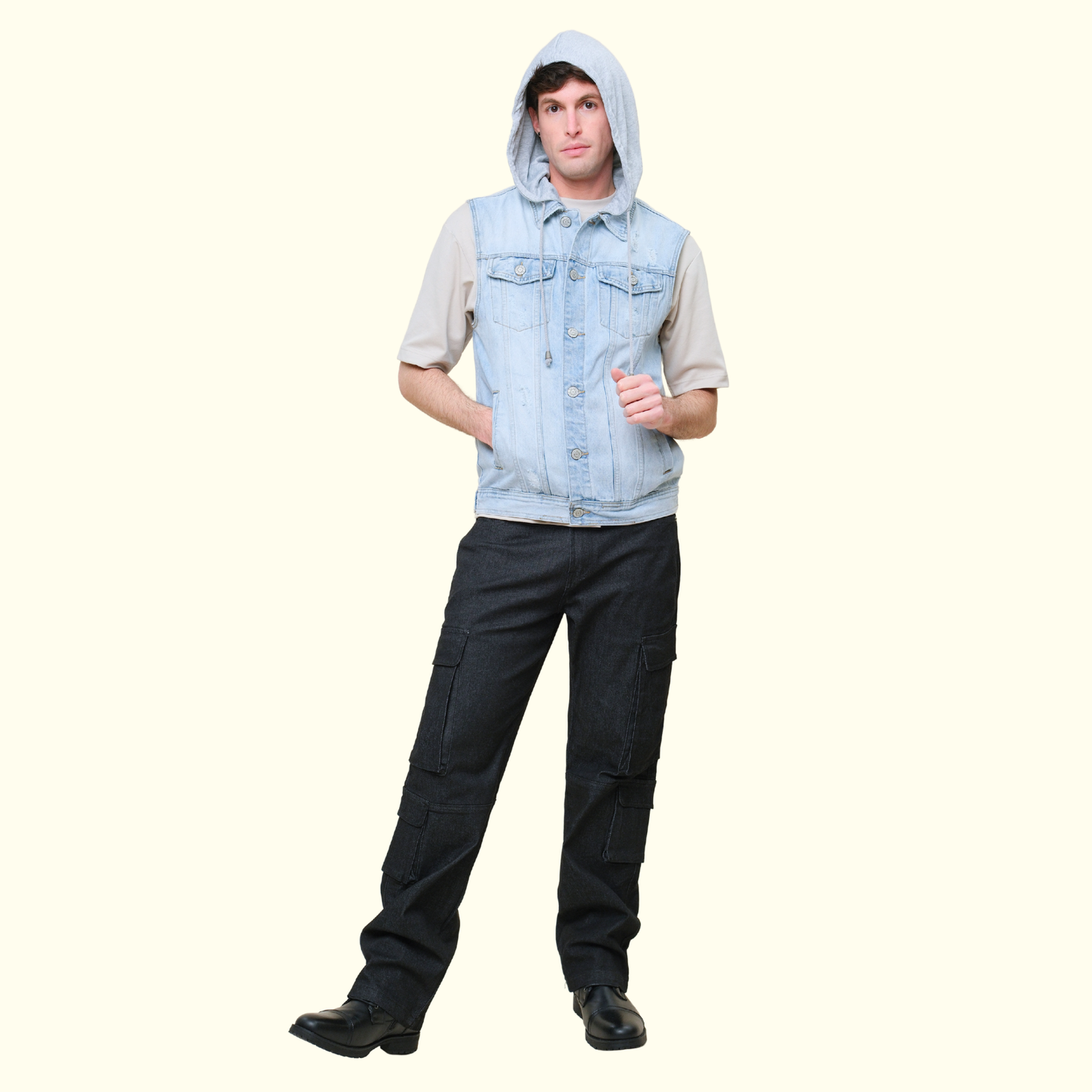 Detachable Hood Denim Vest