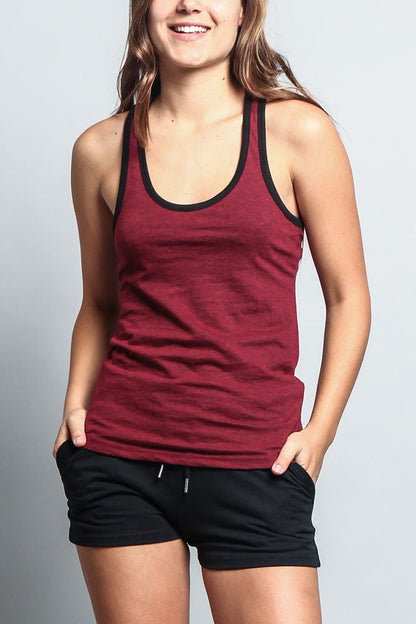 Women's Basic Contrast Piping Light Weight Tank Top (2-Pack)