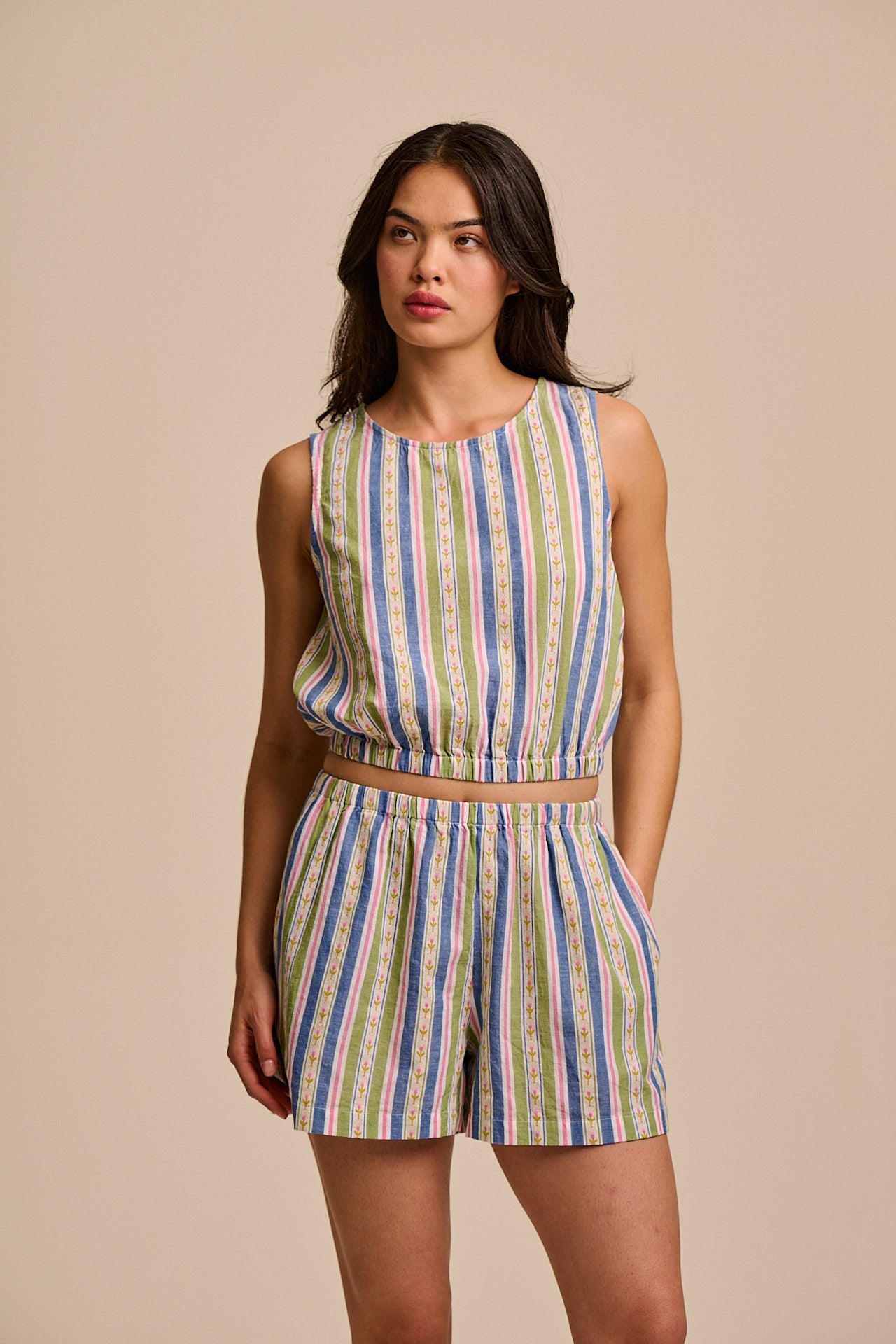 Popan - Cotton Shorts in Tulip Stripe