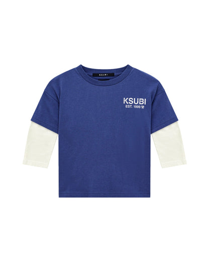 LIL LAYERED LS TEE NAVY WHITE