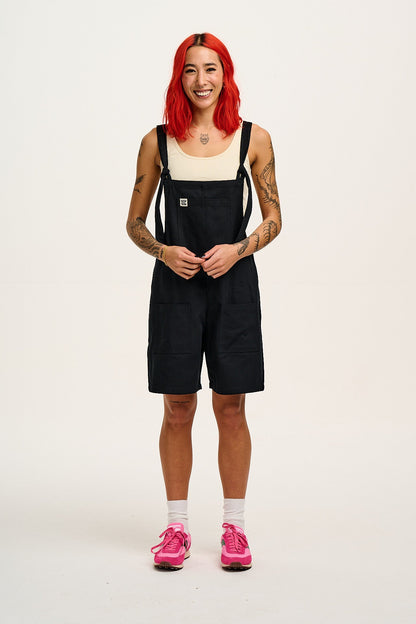 Original Shorts - Cotton Dungaree Shorts in Black