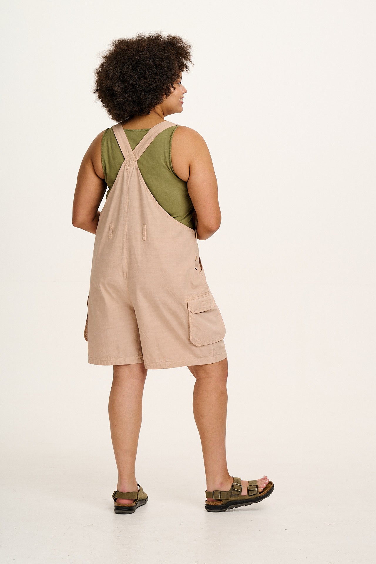 Colorado - Cotton Cargo Dungaree Shorts in Beige