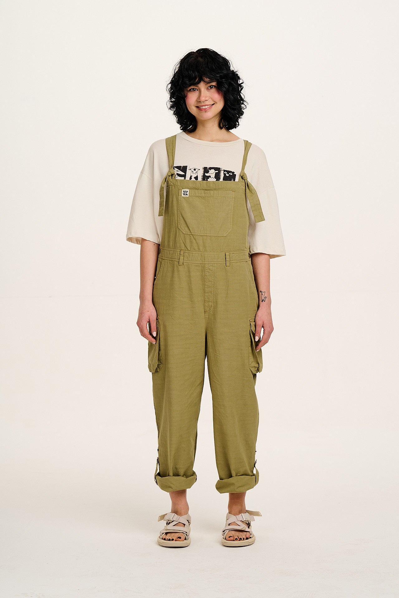 Colorado - Cotton Cargo Dungarees in Herb Garden Green