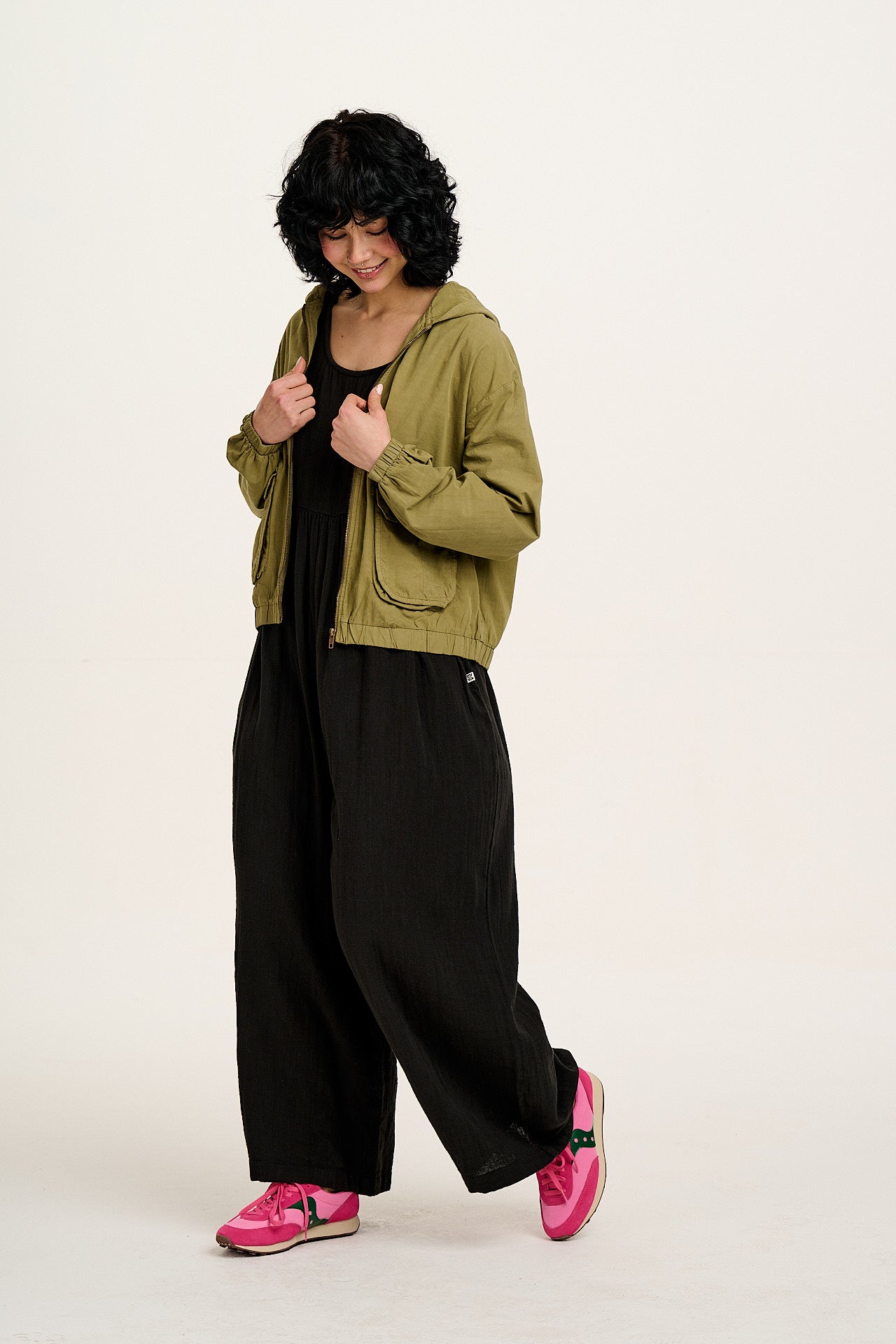 Bellamy - Wide Leg Cotton Jumpsuit in Black