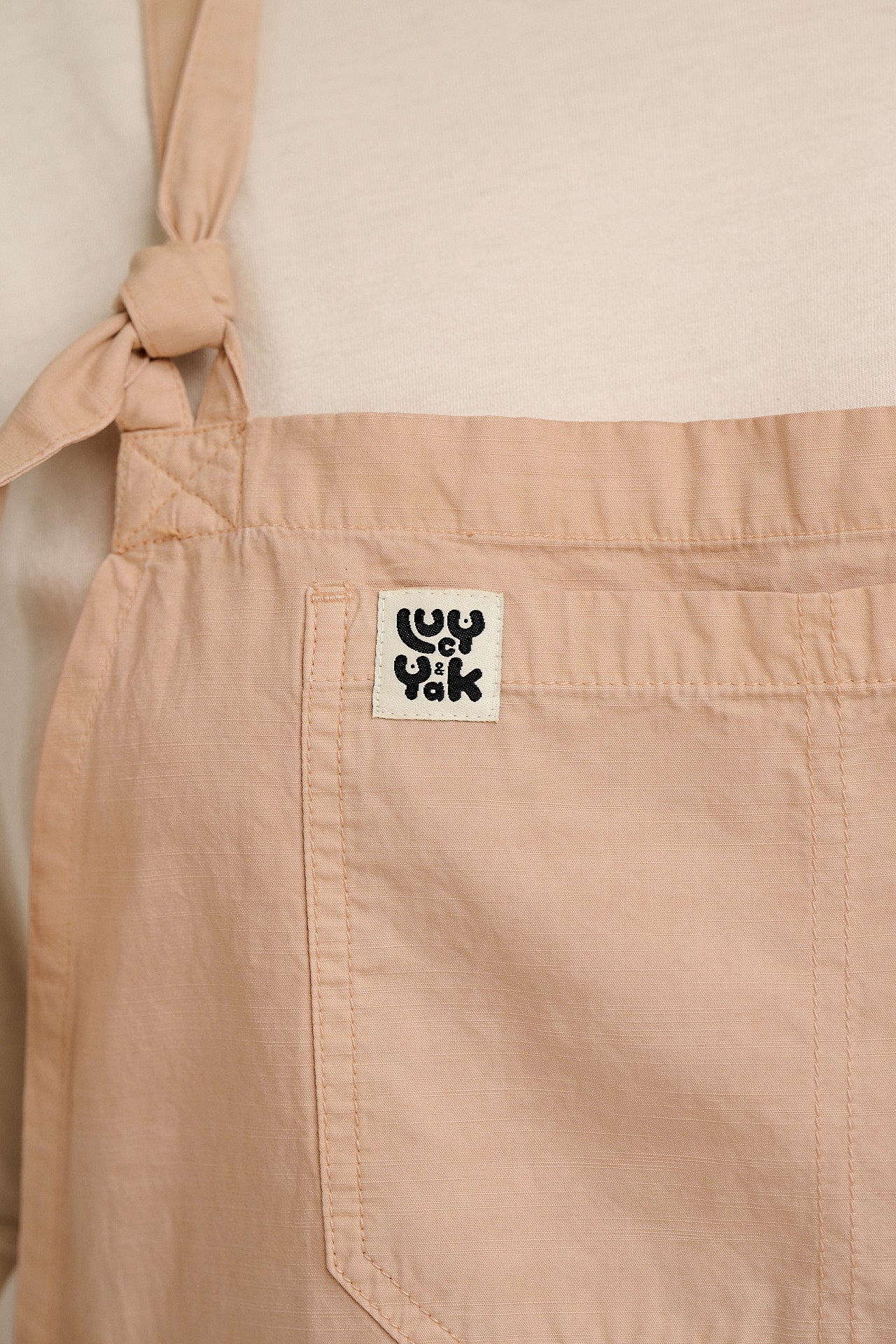 Colorado - Cotton Cargo Dungaree Shorts in Beige