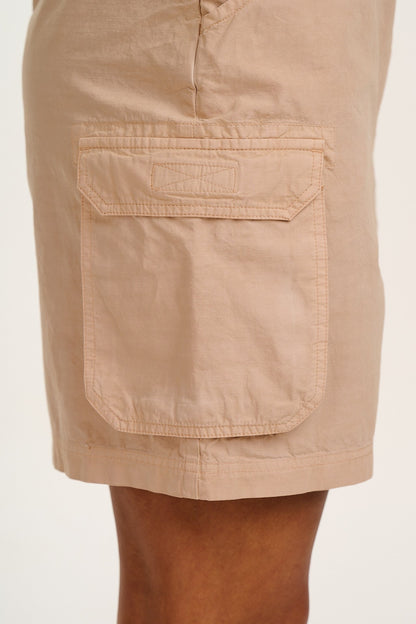 Colorado - Cotton Cargo Dungaree Shorts in Beige
