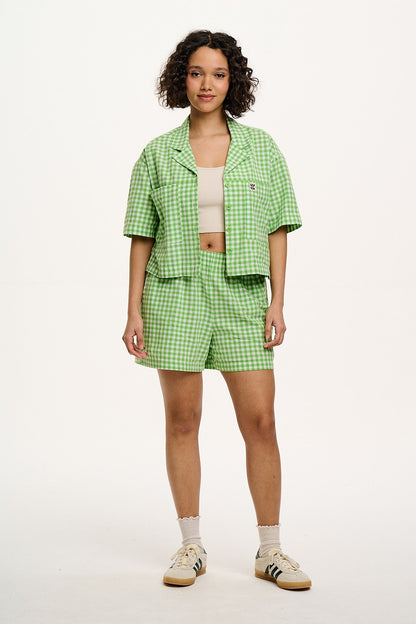 Jessie - Cotton Shorts in Green Bonitto Gingham