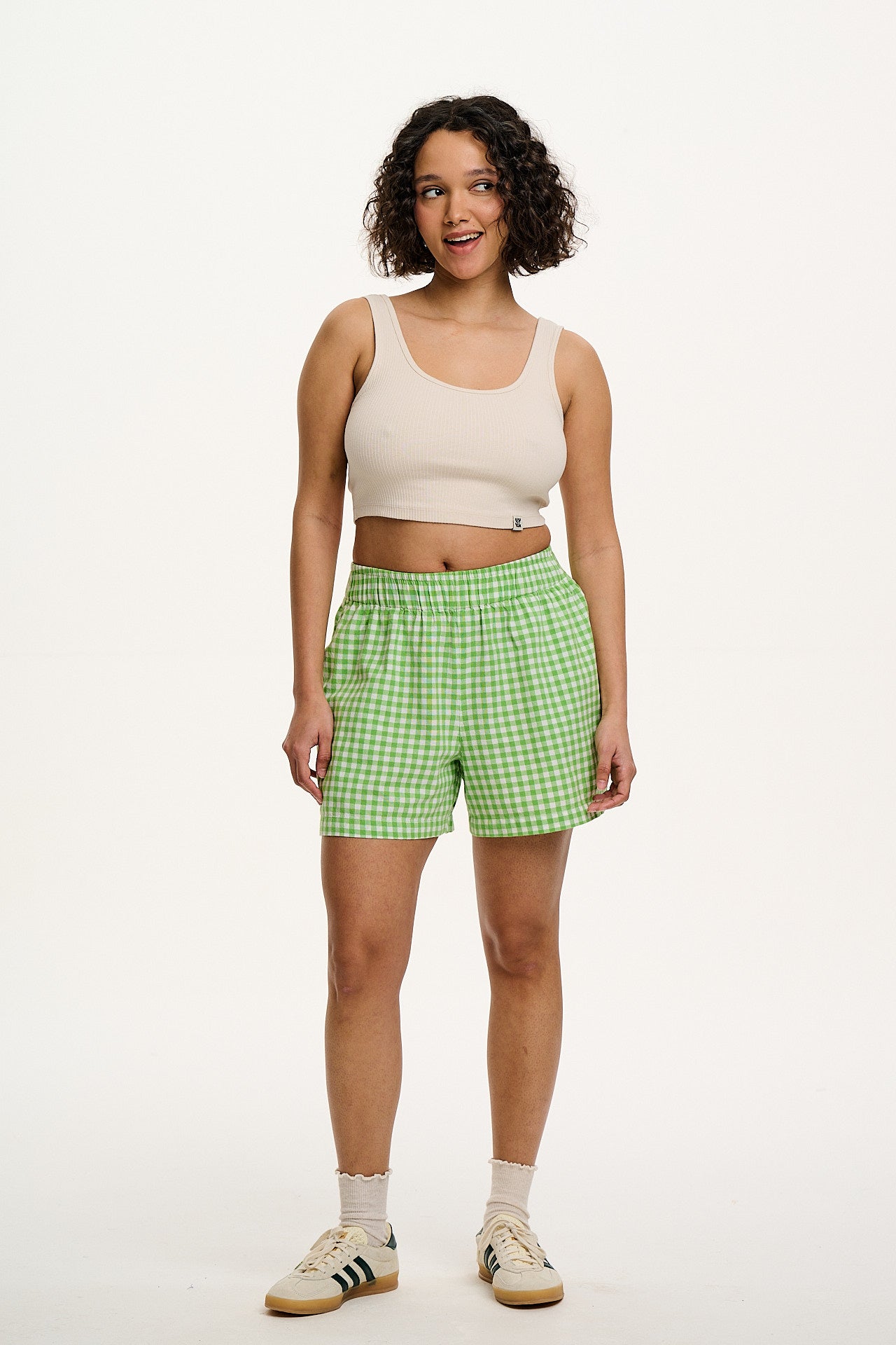 Jessie - Cotton Shorts in Green Bonitto Gingham