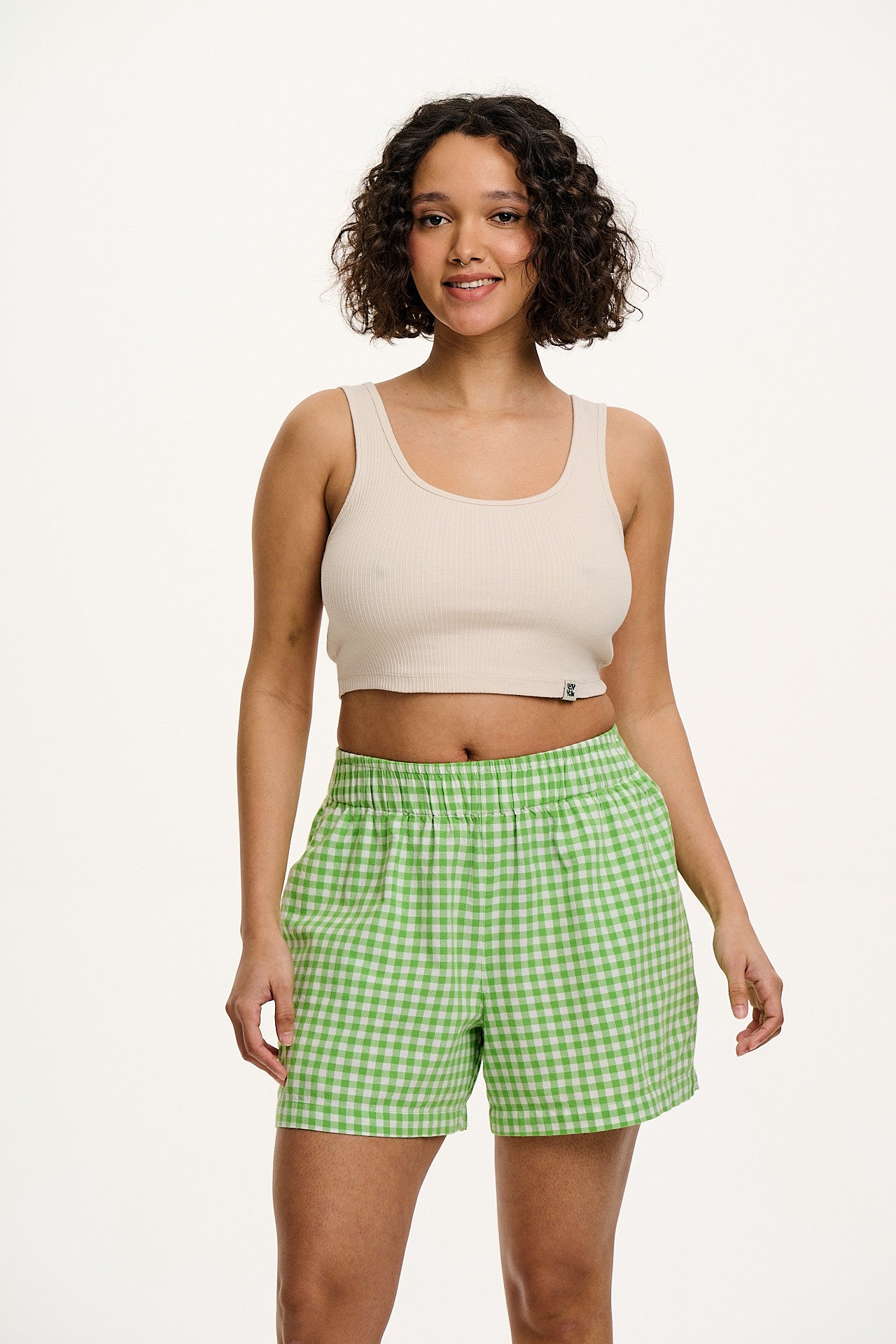 Jessie - Cotton Shorts in Green Bonitto Gingham