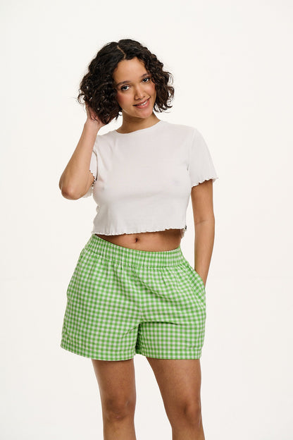 Jessie - Cotton Shorts in Green Bonitto Gingham