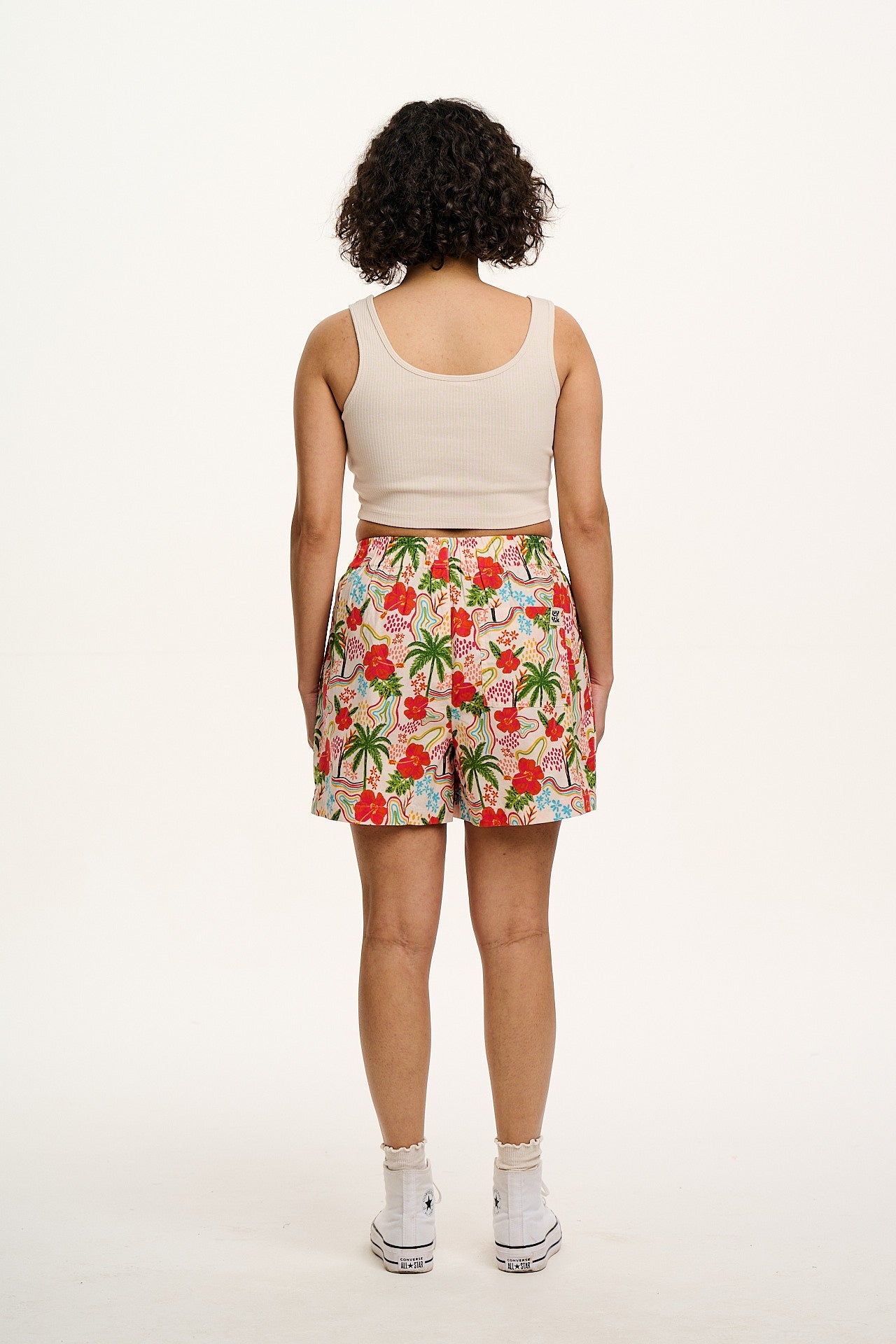 Jessie - Cotton & Linen Shorts in Totally Tropical Print