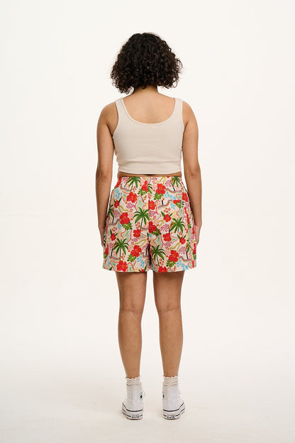 Jessie - Cotton & Linen Shorts in Totally Tropical Print