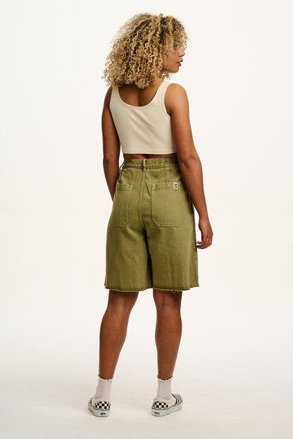 Cole - Denim Shorts in Khaki Green