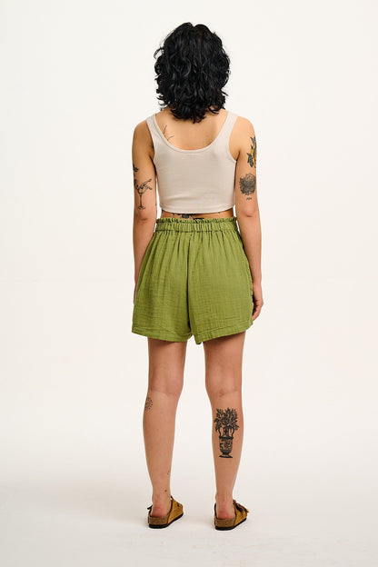 Sierra - Cotton Shorts in Herb Garden Green