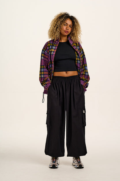 Rumi - Brushed Cotton Balloon Trousers in Black
