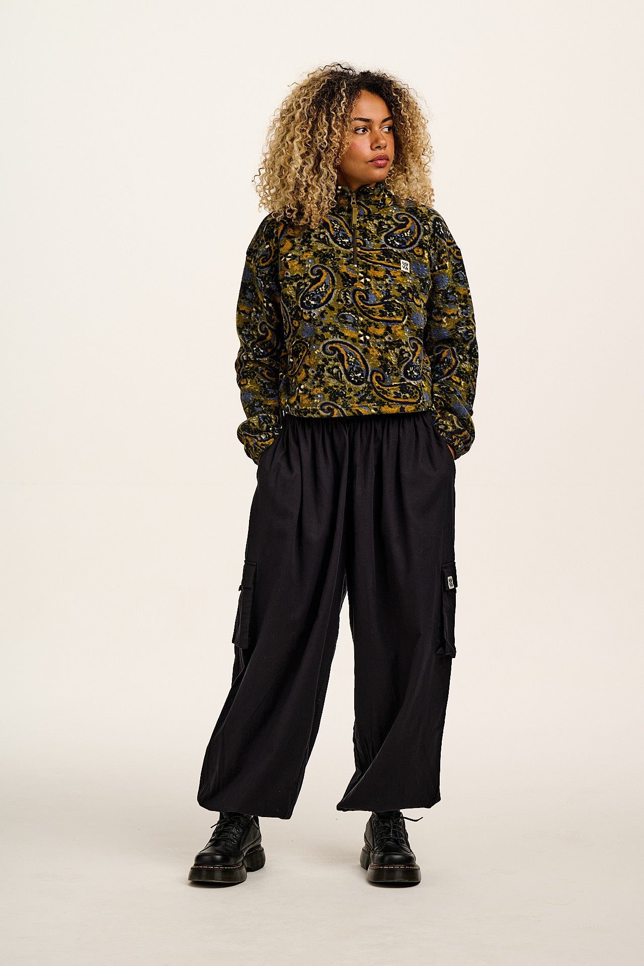 Rumi - Brushed Cotton Balloon Trousers in Black
