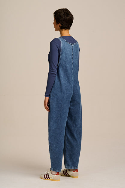 Ara - Denim Dungarees in Mid Wash Blue