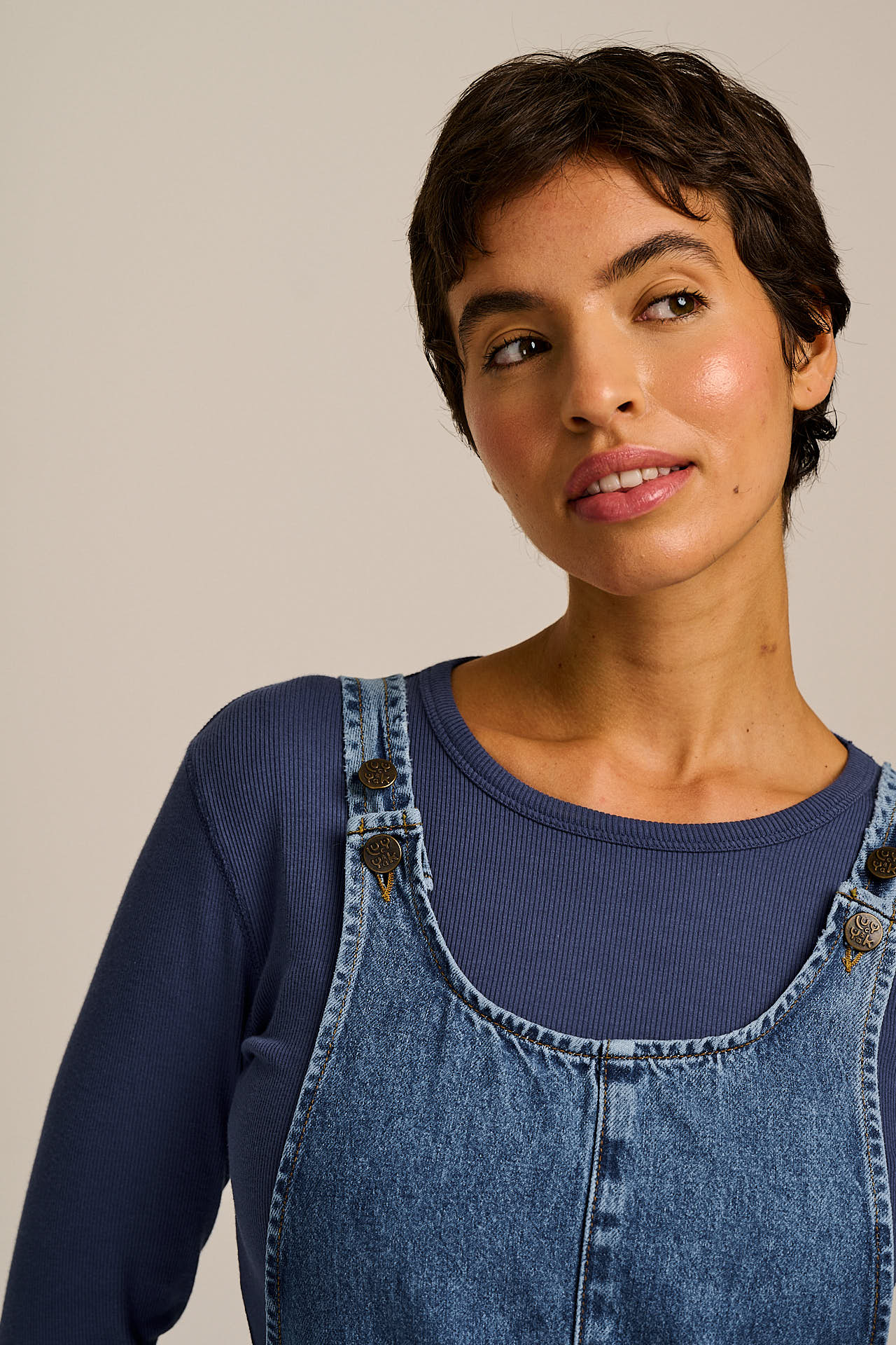 Ara - Denim Dungarees in Mid Wash Blue